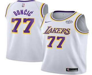 Men%27s Los Angeles Lakers #77 Luka Doncic White 2025 Association Edition Stitched Jersey Dzhi